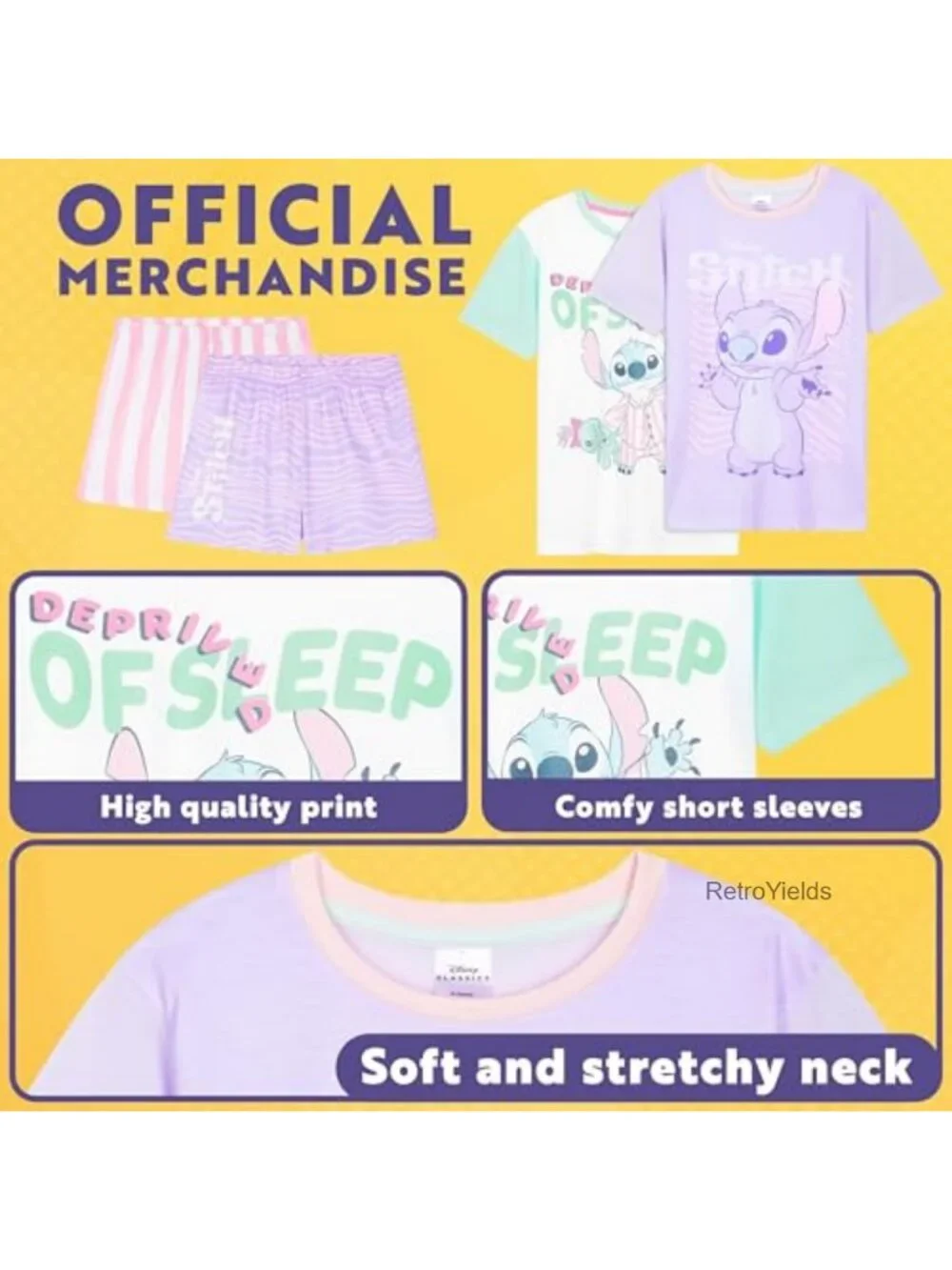 Girls 2-Pack Short Sleeve Pajama Set Cute Cartoon Print Soft Loungewear